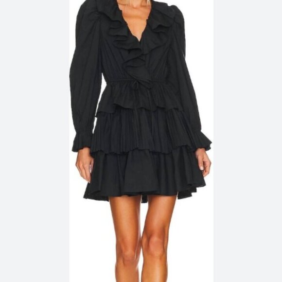 Ulla Johnson Lola Tiered Ruffle Mini Dress Black Size 4 - Picture 3 of 13